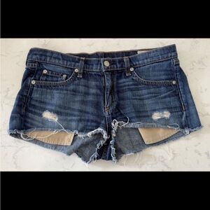 rag & bone Dark Blue Distressed Denim Cutoff Shorts — Size 28